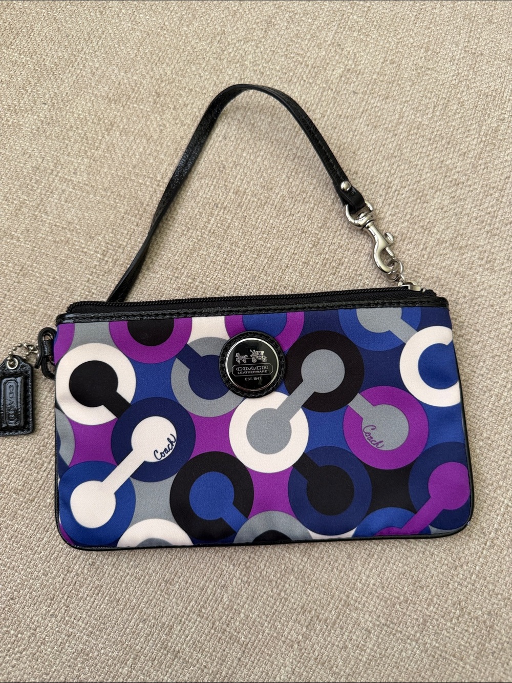 Coach Purple, Blue & Black Geometric Wristlet